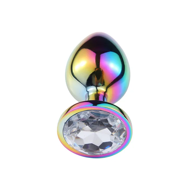 Tanie Metalowy korek analny Rainbow z kryształowym diamentem - 3 r… sklep