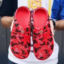 Модные летние мужские шлепанцы с полой подошвой; мужские шлепанцы с камуфляжным принтом; мягкие тапочки смешанных цветов; мужские тапочки; Ультра-светильник