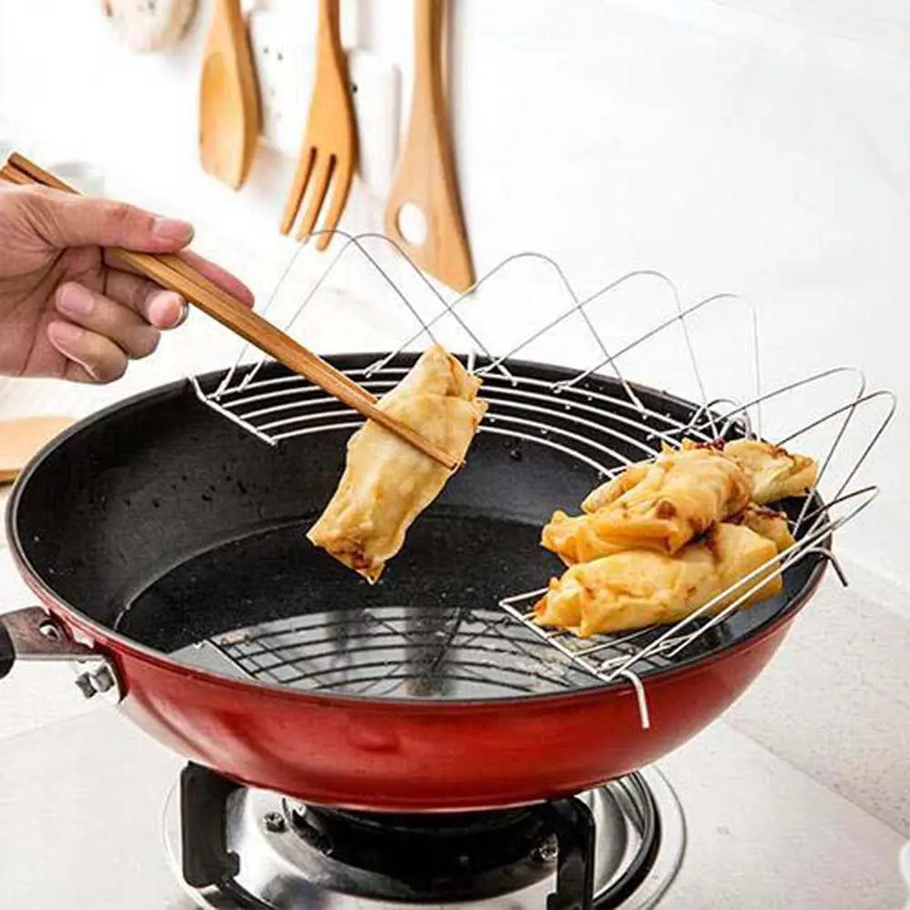 

Rust-proof Frying Tray Kitchen Gadgets Holder Cooking Tool Pot Steamer Oil Drain Rack Frying Pan Shelf Steaming Stand