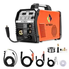 HITBOX 220V Mig сварочный аппарат, газ, без газа, сварочный аппарат MIG200 MIG TIG ARC MMA, нержавеющая сталь, углеродистая сталь, твердый/флюсовый сердечник, сварка