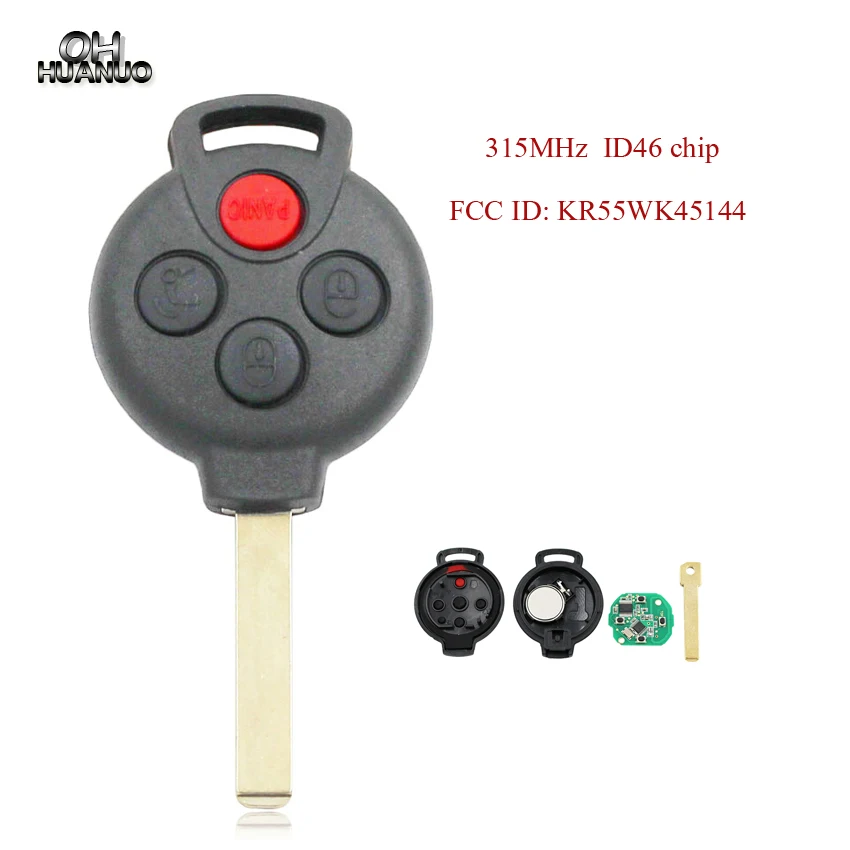 3+ 1/4 кнопки дистанционный смарт ключ-брелок 315MHz id46 чип для Benz Smart Fortwo 2005- FCC, аддитивного цветового пространства(ID: KR55WK45144