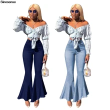 Женские джинсовые джинсы с завышенной талией и колокольчиком,, на молнии, с оборками, в стиле пэчворк, длинные джинсы, повседневные винтажные расклешенные брюки