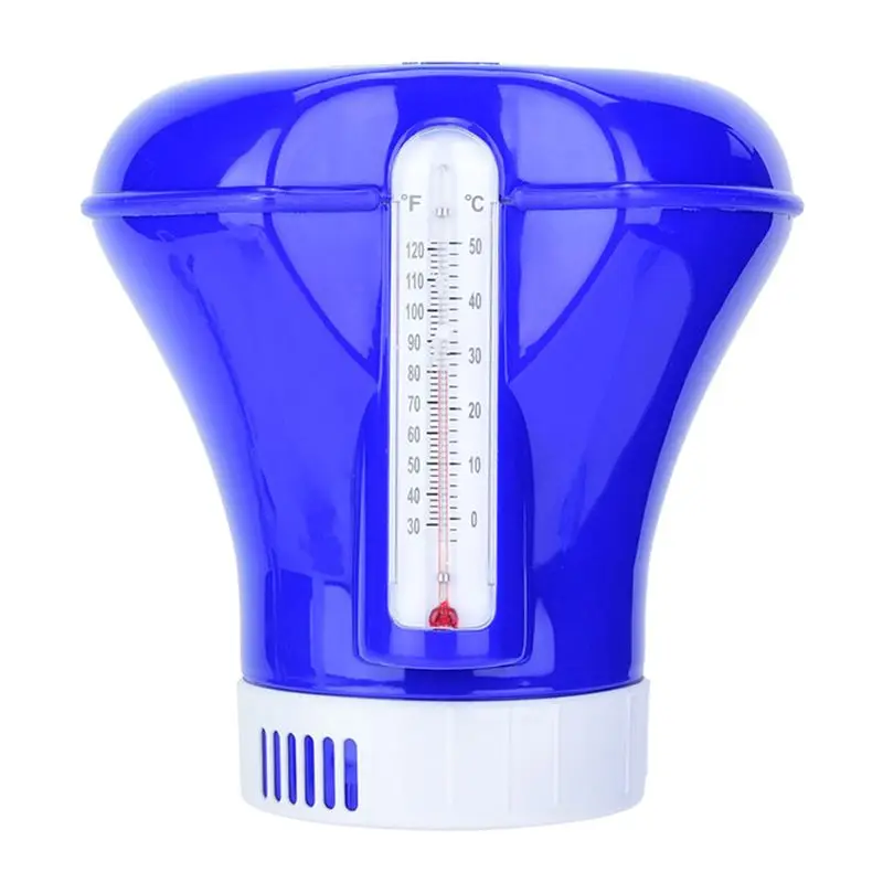 

8 Inch Swimming Pool Floating Chemical Chlorine Tablet Dispenser Feeder Applicator with Thermometer Spa Hot Tub Supplies A69D