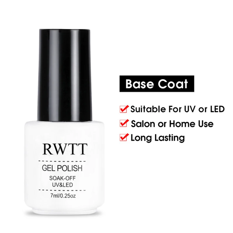 RWTT Гель-лак для ногтей чистый цвет Полупостоянный Базовый Топ нужен УФ светодиодный светильник для маникюрный лак краска Гибридный гвоздь гель - Цвет: Base