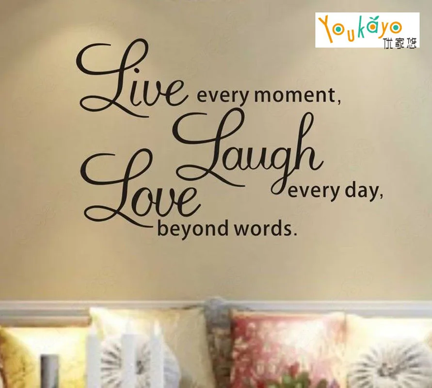 Wallpapers Quotes decals Removable stickers decors Vinyl art-Live laugh love Room Bedroom | Дом и сад