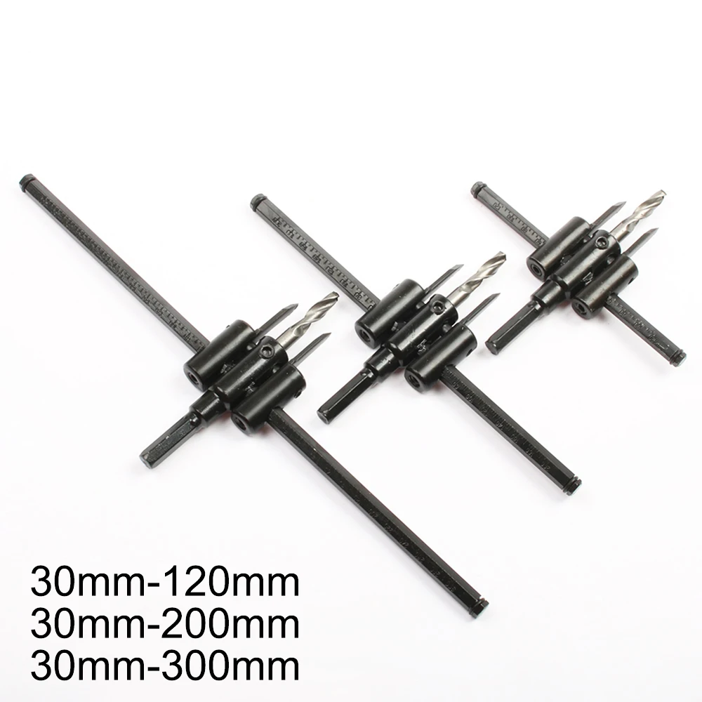 

Woodworking hole opener adjustable metal wood round hole saw head tool set DIY tool 30mm-120mm black alloy blade 30mm-200mm 30mm