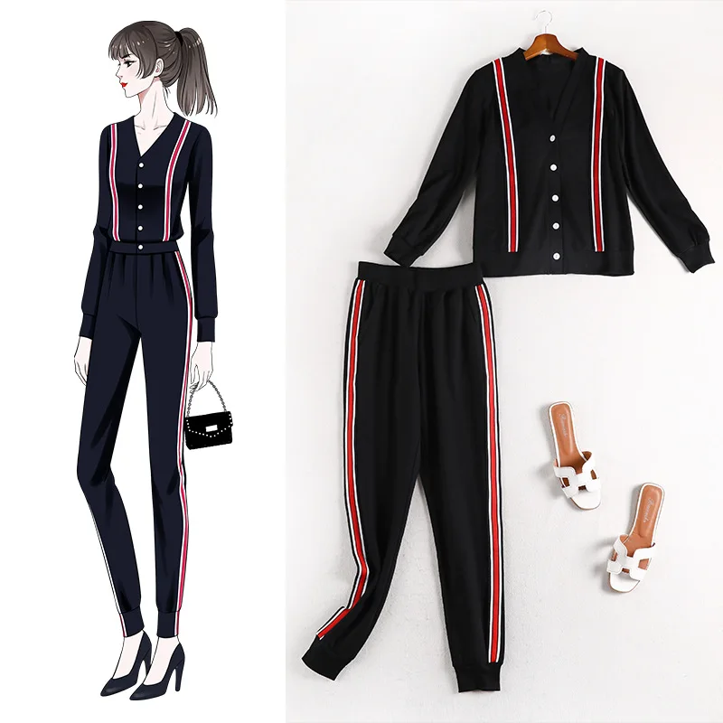 

Lan Mu Square 2019 New Style Large Size Dress Large GIRL'S Size Casual Trousers by Age Cardigan Two-Piece 70064