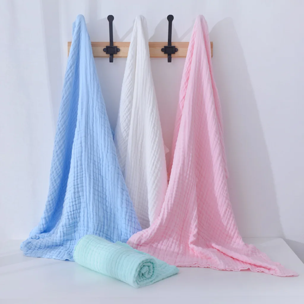 

Pure Cotton Six-layer Baby Gauze Bath Towel Children Plain Color Bath Large Towel Blanket Foamed Cotton Newborn Children Quilt