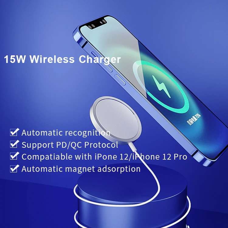 Magnetic 15W Wireless Charger For iPhone 12 Pro Max Mini For Magsafe Fast Charging Quick PD