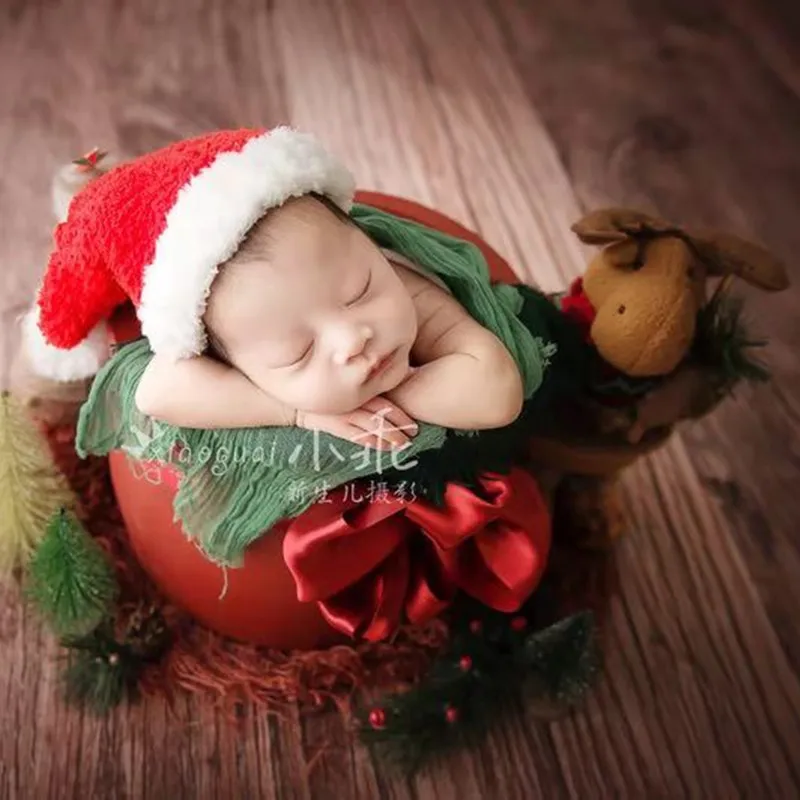 

Newborn Christmas Props Handmade Knitted Santa Claus Hat Props Fotografia Navidad Accessoire Bebe Photo Newborn Christmas Boy