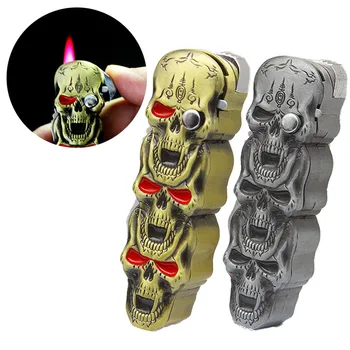 

Creative Gas Lighters Skull Shape Lighter With Knife Multifunctional Windproof Jet Butane Cigarette Lighter