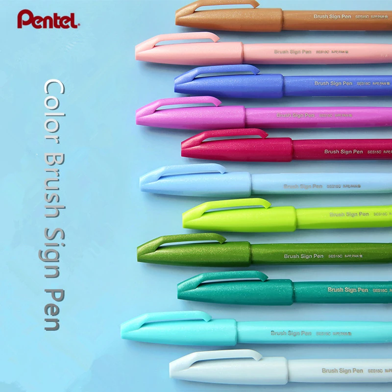 New Color 1pc Pentel Brush Sign Pens Fude Touch Pen Flexible Tip 24 Colors SES15C Colour Art Supplies|Colored - AliExpress