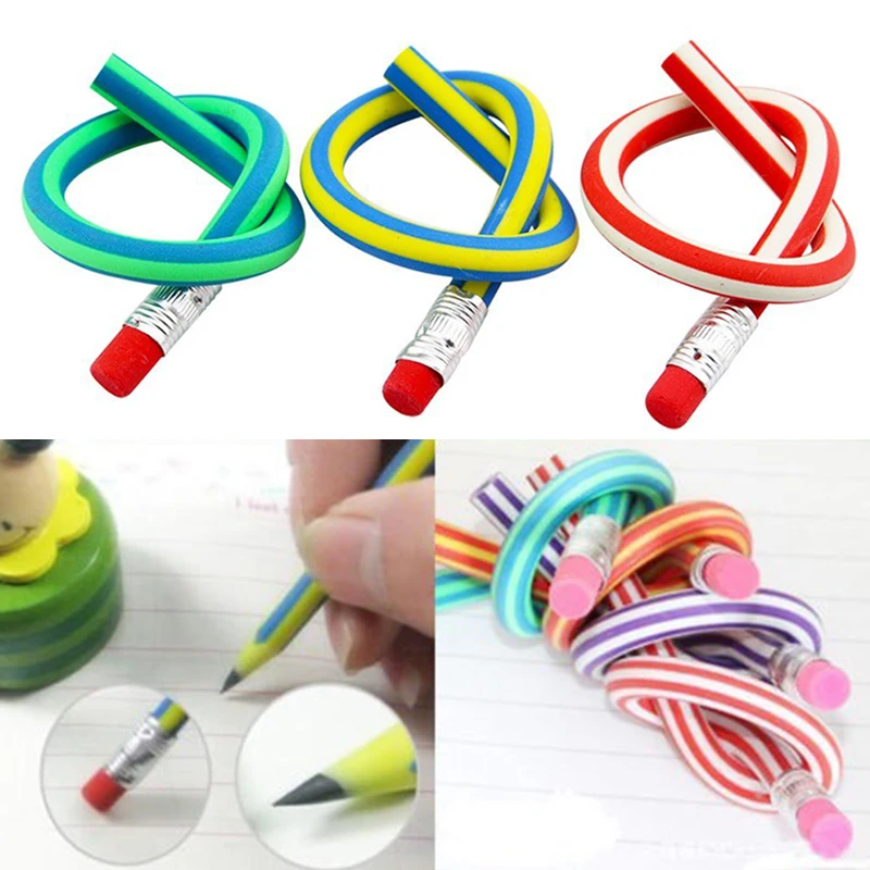 1/5/10pcs Colorful Magic Bendy Flexible Soft Pencil with Eraser Curved Toy Pen Small Gift School Office Supplies | Канцтовары для