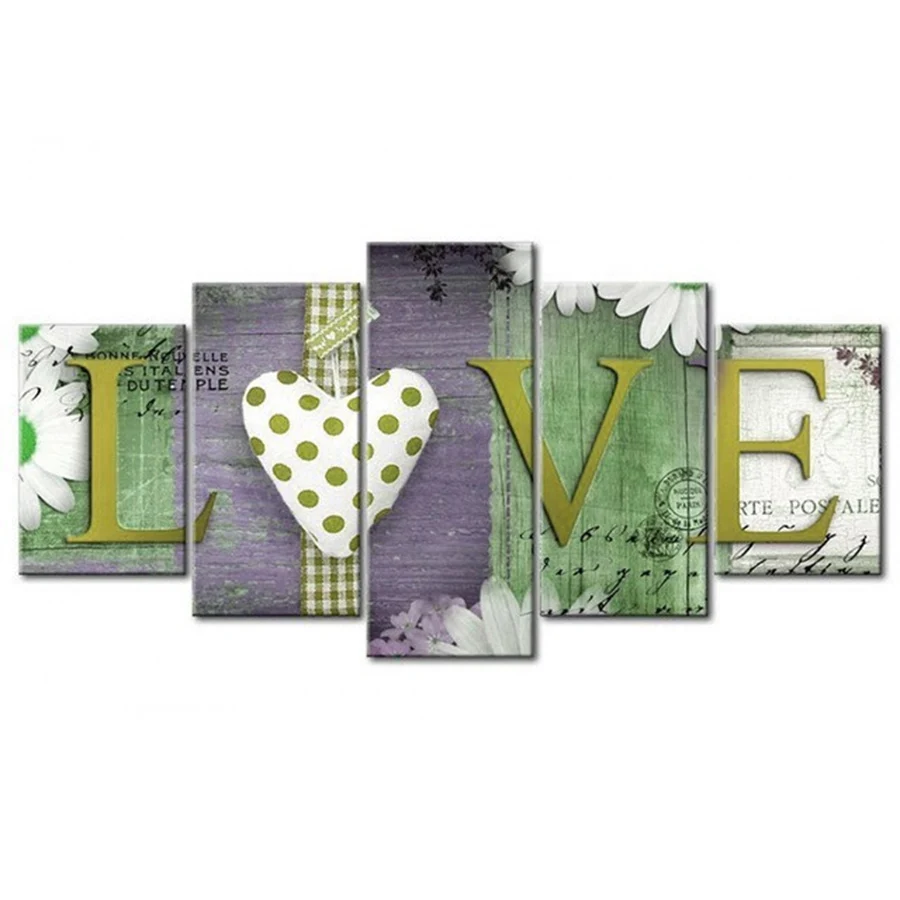 

New 5pcs/set Diamond Painting Home Love Text Diy Gift Home Decor Multi-picture Combination Diamond Embroidery Landscape Mosaic