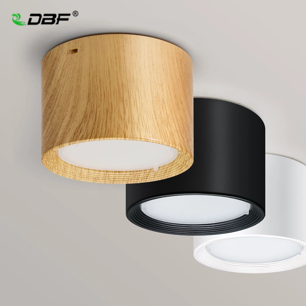 DBF Wood Grain LED Surface Mount Ceiling Spot Light 5W/12W Ceiling Light for Living Room Bedroom Home Decoration Indoor Lighting lowes ceiling lights