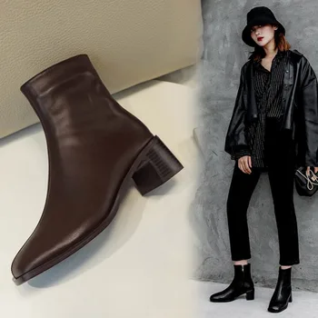 

Zorssar Women Western Boots Women's Short Boots Fashion Leather Boots Ankle Boots With Side Zipper Design Winter Boots Women