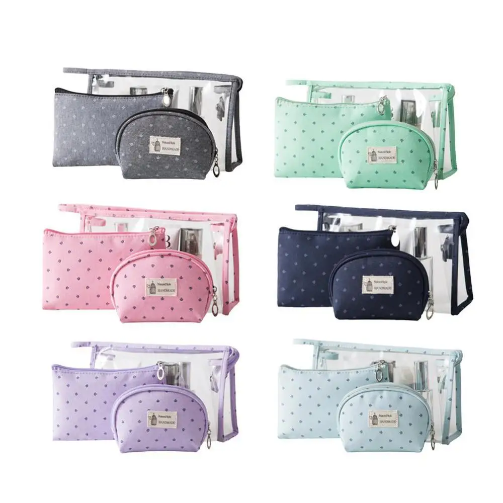 

Portable Durable Cosmetic Bags Set Of 3 Different Sizes Makeup Toiletry Pouch Purse Bag for Travel or Daily Use As Gift Party