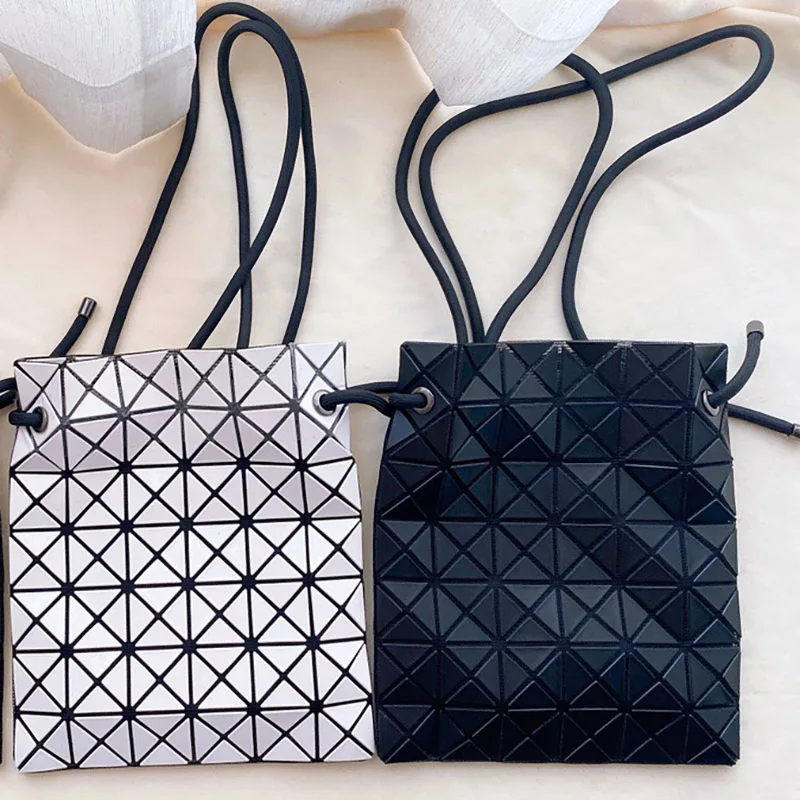 Bolso de mano con cordón ajustable para mujer, bolsa plegable de alta calidad, estilo japonés, 6x6 cuadrículas, Original, nueva versión de lujo, 2021