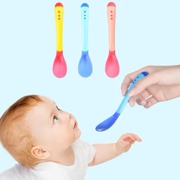 

Baby Soft Silicone Spoon Toddler Temperature Sensing Spoons Kids Children Food Solid Feeding Tools Infant Baby Product
