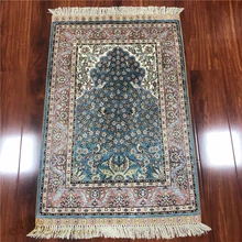 2x3 фута голубое дерево жизни цветы ручной вязки шелковый ковер для помещений