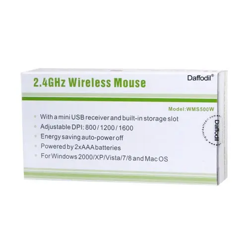 Daffodil WMS500 Кнопка беспроводная мышь для Slimline ПК и MAC совместимая мышь с прокручиванием и регулируемым dpi