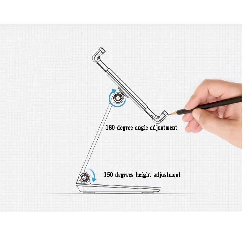 Foldable Phone Tablet Stand Holder Mount Bracket 360 Degree Adjustable Aluminum Alloy Table Holder for 7-14" Tablet Smartphone