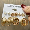 17KM Vintage Geometric Gold Metal Earrings Set For Women Punk Pearl Dangle Drop Earrings Trend Set of Earrings Jewelry 2
