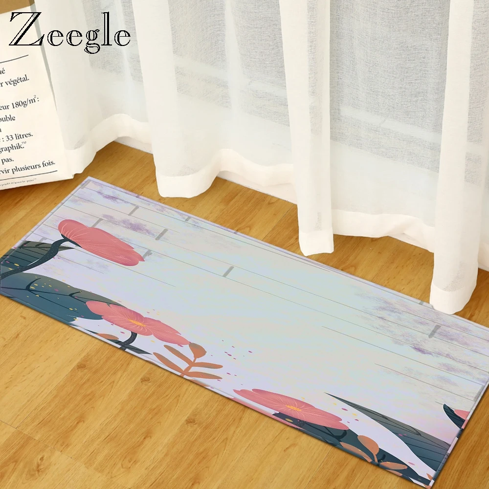 Zeegle Flannel Kitchen Carpet Rectangle Floor Mat for Living Room Bathroom Rug Hallway Soft Rug Polyester Non Slip Floor Mat