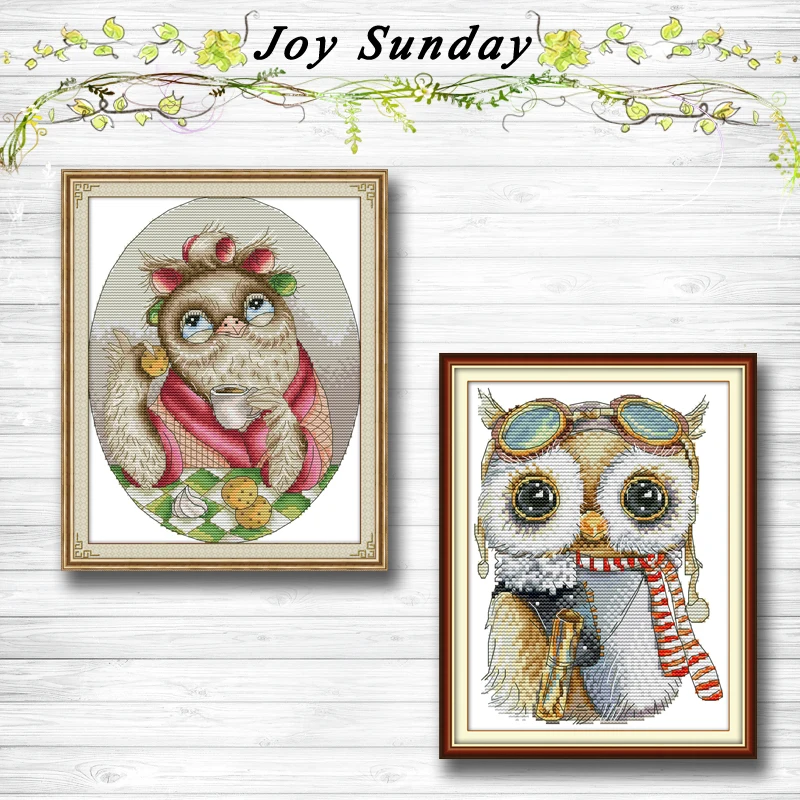 

Cute owl bird decor painting dmc 14CT 11CT counted cross stitch kits embroidery sets Needlework Sets Home decor