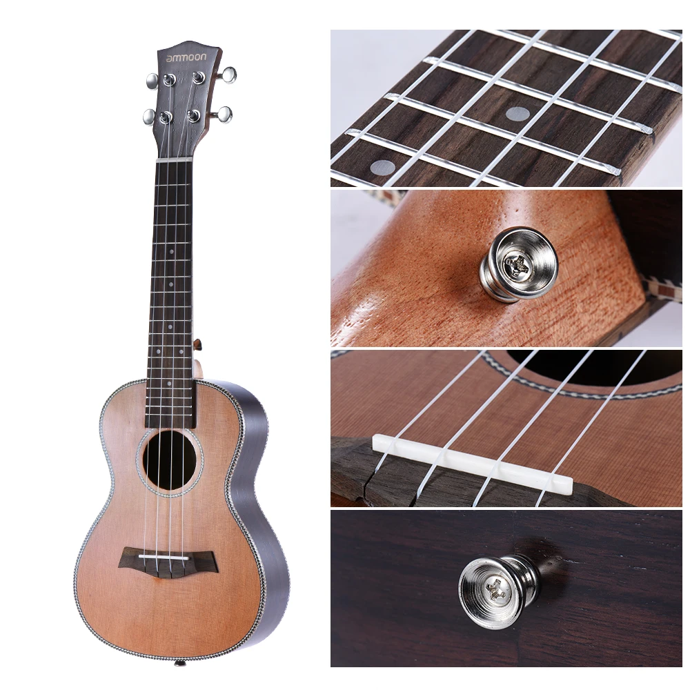 HOT ammoon 24" Korean Pine Acoustic Concert Ukulele Ukelele Uke Wooden 18 Frets 4 Strings Okoume Neck Rosewood Fretboard