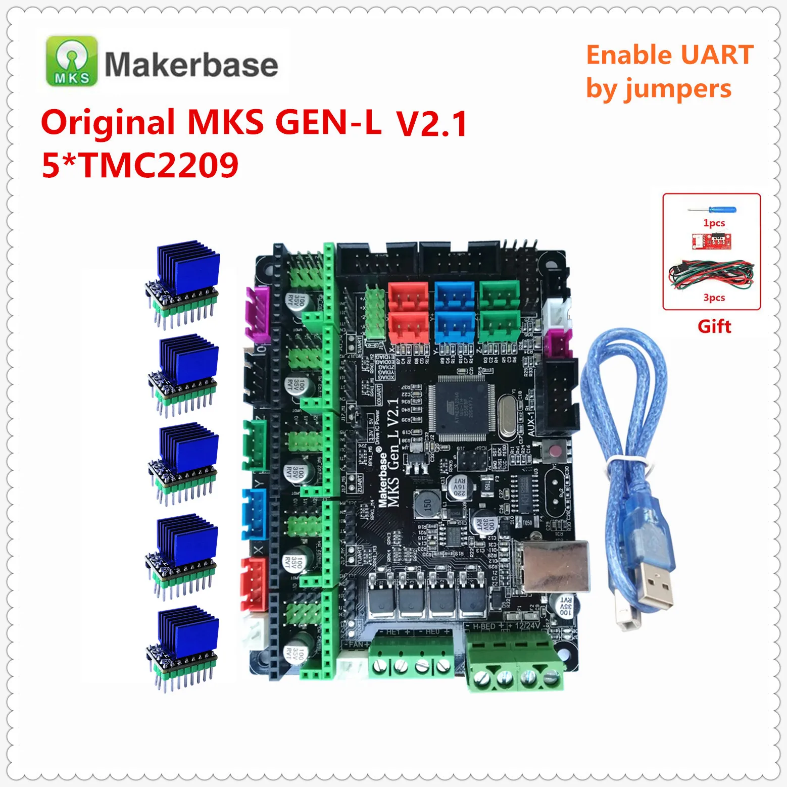 Makerbase оригинальная запасная плата для 3D принтера MKS GEN L V2.1 фотоподдержка a4988 DRV8825