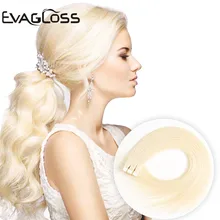 EVAGLOSS, натуральные человеческие волосы для наращивания на Клейкой Ленте, 10 шт., 20 шт., 40 шт., клейкие волосы для наращивания на Клейкой Ленте, 12 дюймов/16 дюймов/20 дюймов