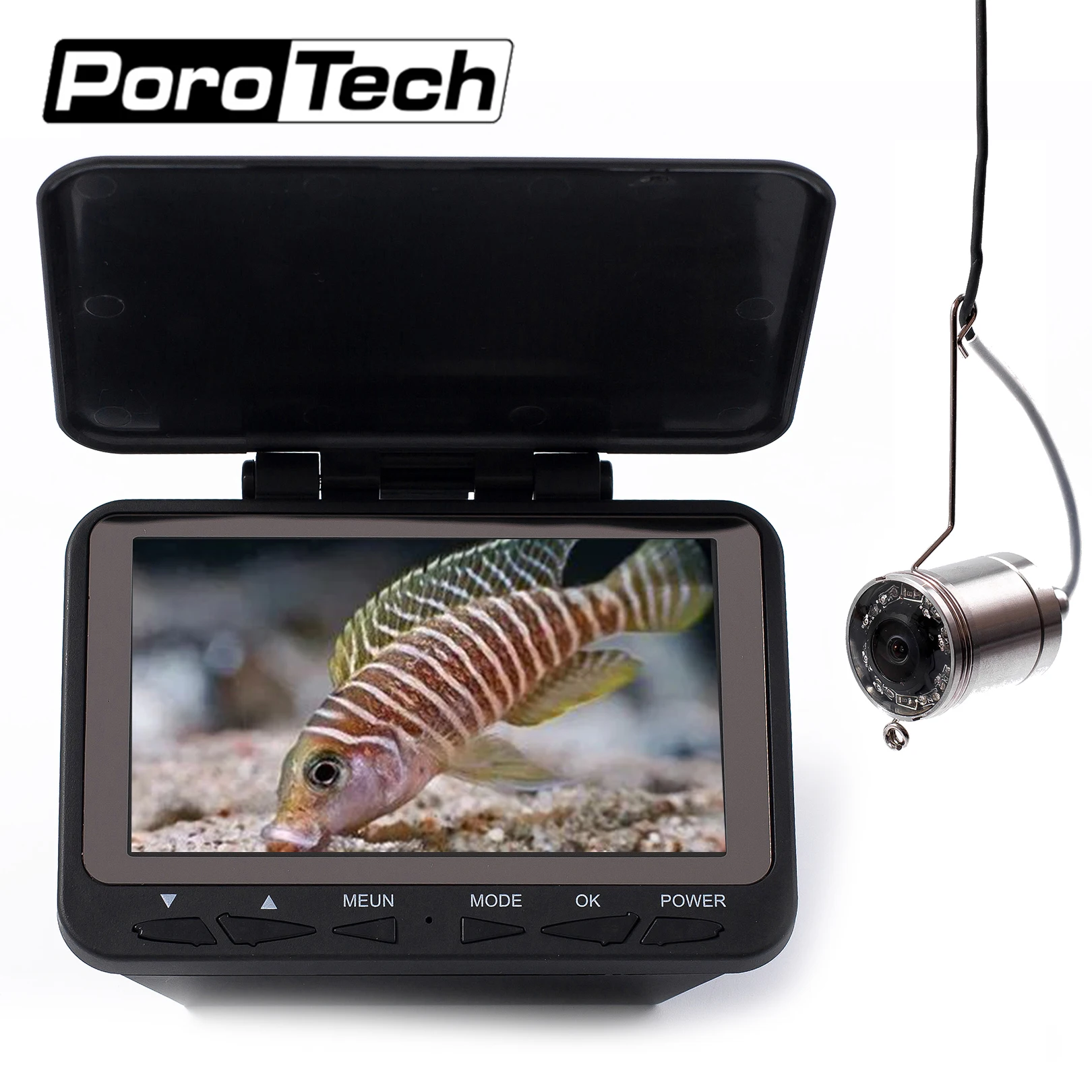 Horizontal Wire Ice Fishing Camera 8pc Infrared Lights Underwater Fish Finder System 5VPower