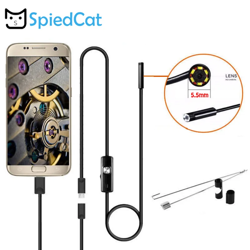 SPIED CAT 1M soft Cable 5.5mm Mini Lens Android USB Endoscope Snake Inspection Android USB Borescope Camera For Android Phone PC SPIED CAT 1M soft Cable 5.5mm Mini Lens Android USB Endoscope Snake Inspection Android USB Borescope Camera For Android Phone PC