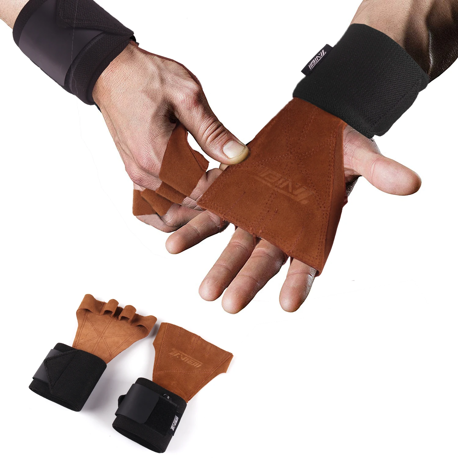 Crossfit-gants de musculation en cuir avec bandes à poignet poignées, pour  la Protection des paumes, gant de Fitness de traction