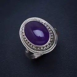 Натуральный Аметист ручной уникальный кольцо из стерлингового серебра 925 6,75 B1117