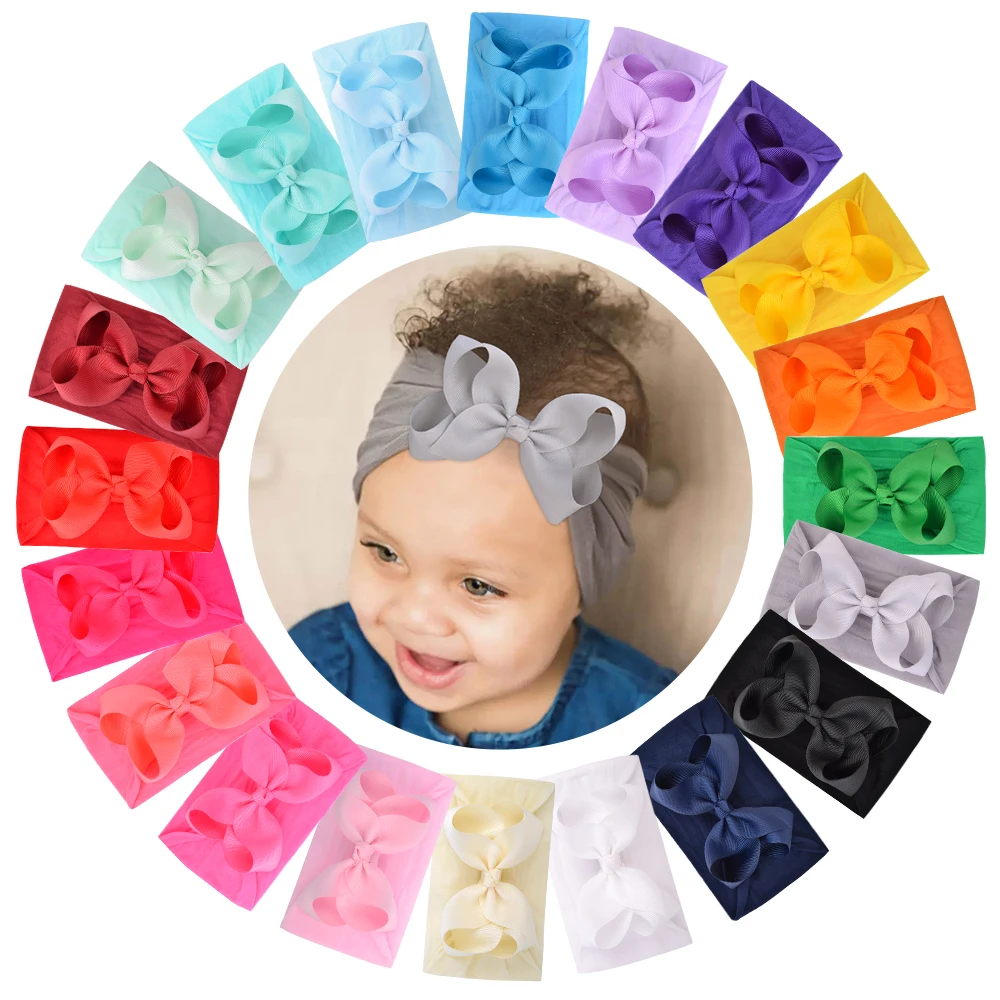 6 3 дюймов милый бант для новорожденных девочек повязка на голову нейлоновые