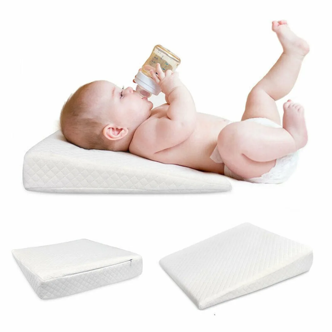 BabyPrem Baby Anti-reflux Pram Moses Wedge Pillow & Pillowcase 11 x 12 CREAM 