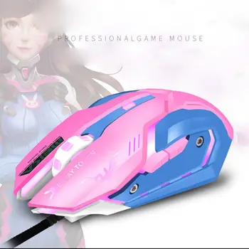 

Pink 6 Buttons 3200DPI Adjustable Gamer Wired Ergonomic LED Optical USB Computer Mouse for PC Laptop Notebook