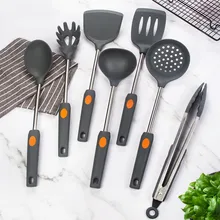 Силиконовая лопатка из нержавеющей стали, антипригарная сковорода, лопата для утечки, высокотемпературная лопатка для лапши, для рыбалки, салата, зажим, кухонные инструменты для приготовления пищи