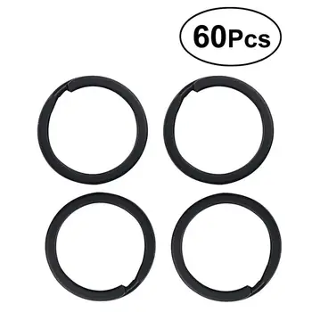 

60Pcs High Quality Split Key Chain Ring Connector Keychain with Nickel Plated (Black)