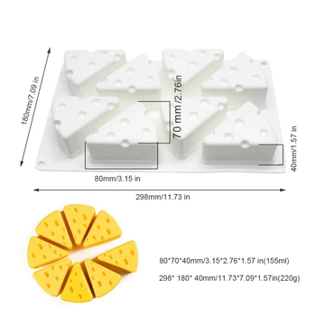

8 Holes / 6 Holes Cheese Shape Silicone Mold 3D Cheese Silicone Mold Dessert Cake Decorating Tool
