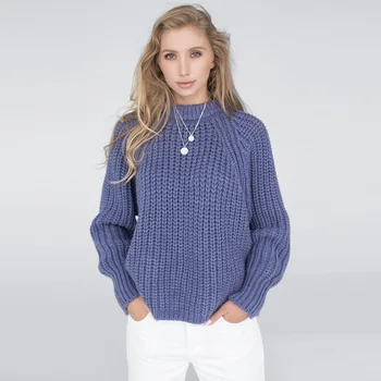 

Milinsus 2019 Autumn Winter New Women's Round Neck Solid Color Casual Short Sweater Knitted Jumpers Ladies Fashion Striped Pull