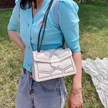 

Rivet Chain Small Crossbody Bags For Women 2020 Shoulder Messenger Bag Lady Luxury Handbags