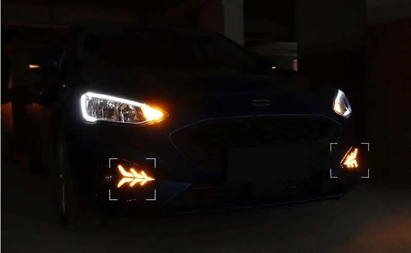 Светодиодный фонарь дневного света для Ford Focus ST LINE- белый и желтый функция сигнала поворота автомобиля DRL противотуманная фара украшение