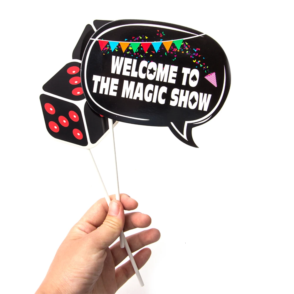 Casino Magician Themed Party Poker Logo Photo Props Birthday Magic Show Las Vegas Party Decorations Balloons Banner