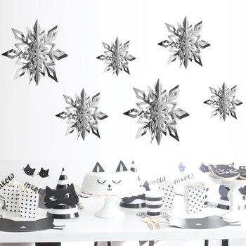 

6Pcs/Set 3D Paper Hollow Snowflake Hanging Ornaments New Year Christmas Decorations for Home Xmas Tree Party Decoration Navidad