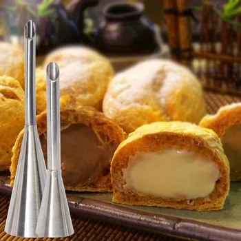 

2pcs Puff Nozzle Tip Confectionery Stainless Steel Cake Cupcake Injection Tool Icing Piping set Syringe Pastry Filling Tubes
