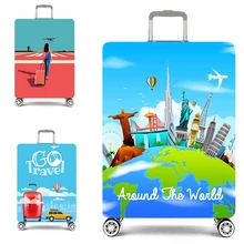 DIY толстый чехол для чемодана чехол для путешествий аксессуары сумка Эластичный мультяшный принт с молнией защитный чехол для багажа