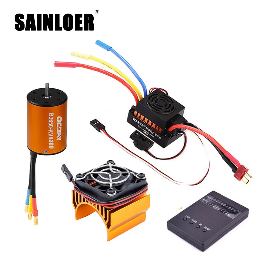 Waterproof 9T 4370KV 10T 3930KV 3650 3900KV 4300KV 5200KV Brushless Motor 60A ESC Programmer Card Set for 1:10 1/10 RC Car Truck | Игрушки и